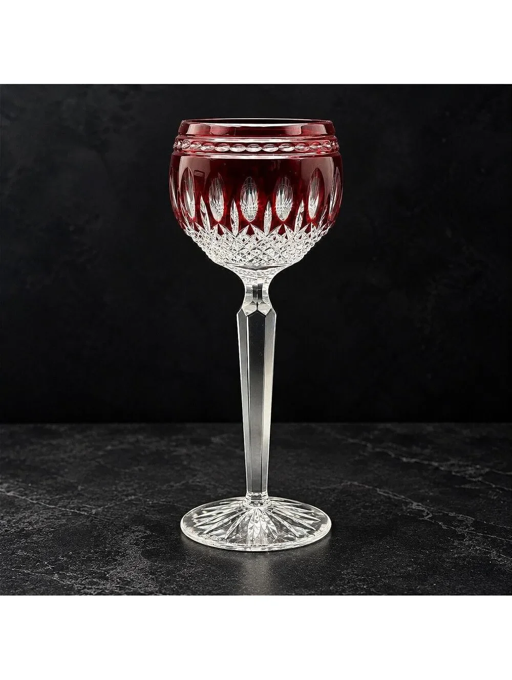 Set of 2 Rare Vtg. WATERFORD Clarendon Ruby Red Lead Crystal Wine Glass Stemware